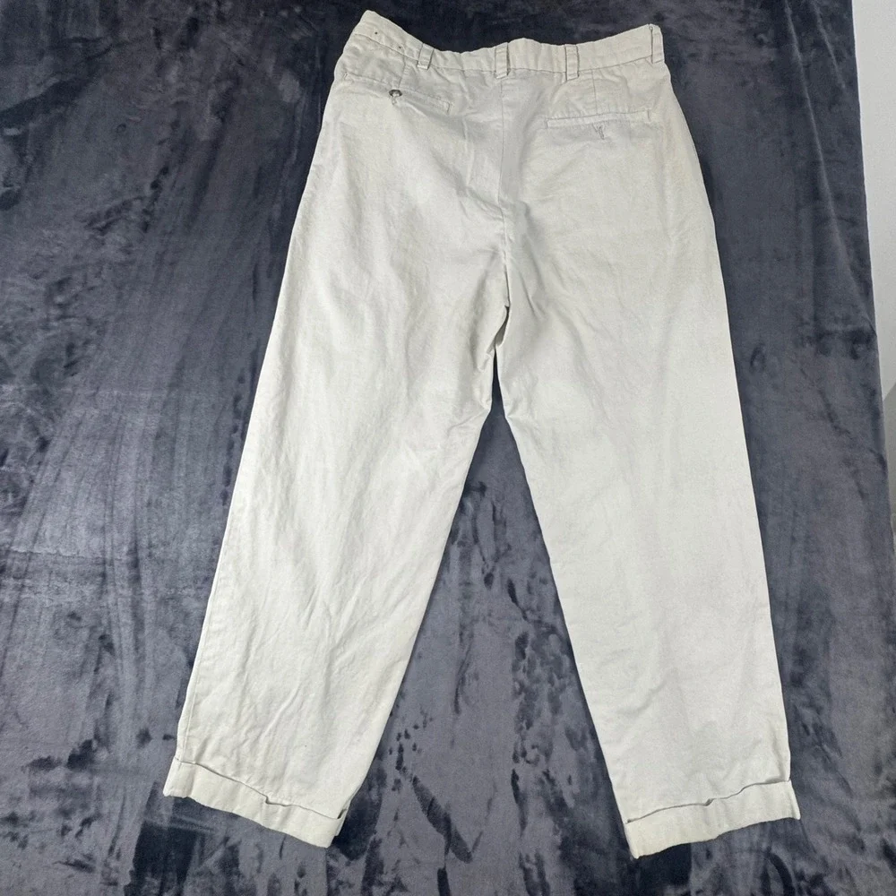 Brooks Brothers Pleated Chinos Mens 34x30 Beige Cotton Cuffed Dress Pants
